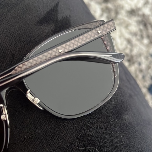 NIB Bottega Veneta Mirrored Sunglasses Silver Cat Eye Butterfly Woven Frame main image 7